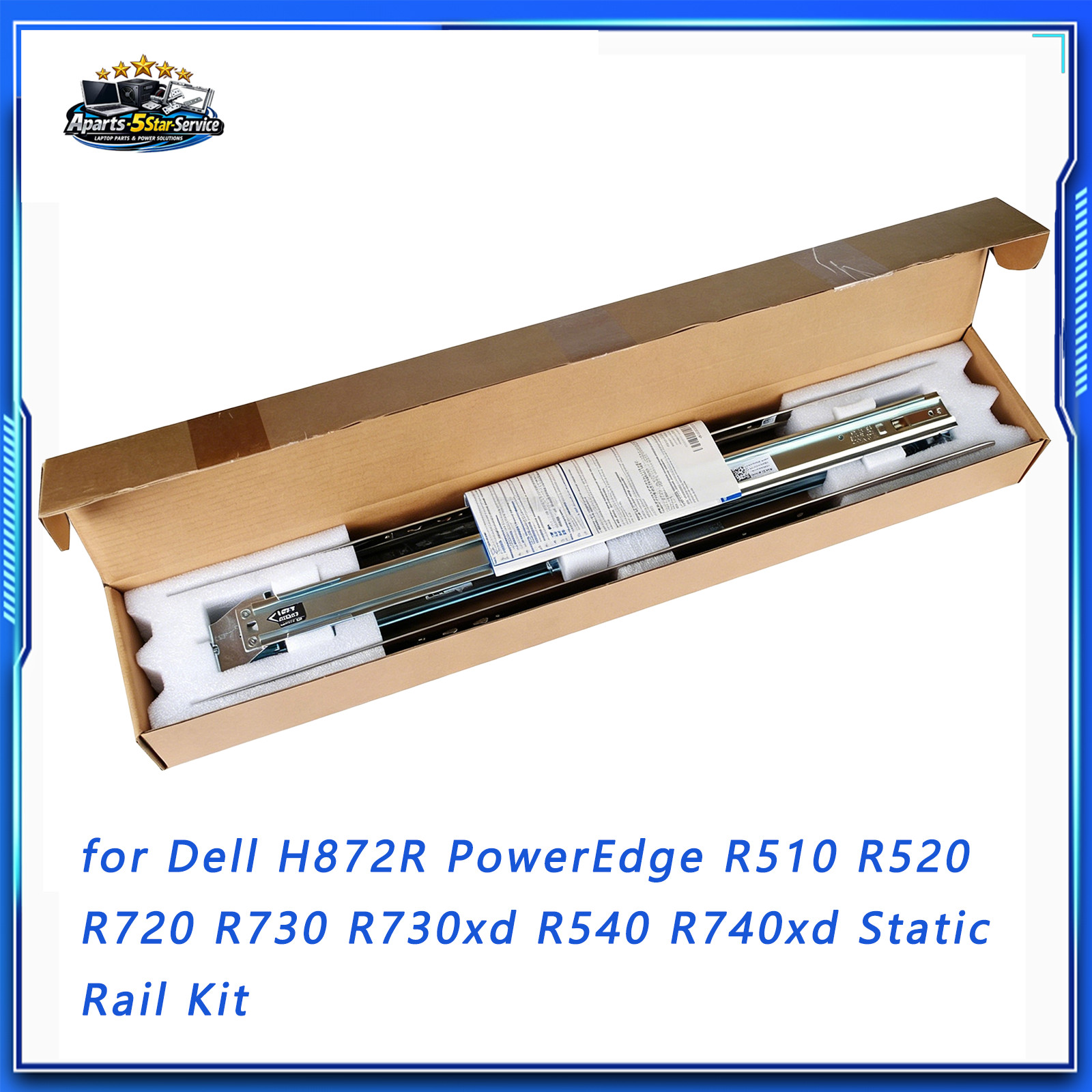 for Dell H872R PowerEdge R510/520 R720 R730/730xd R540 R740xd 2U Static Rail Kit