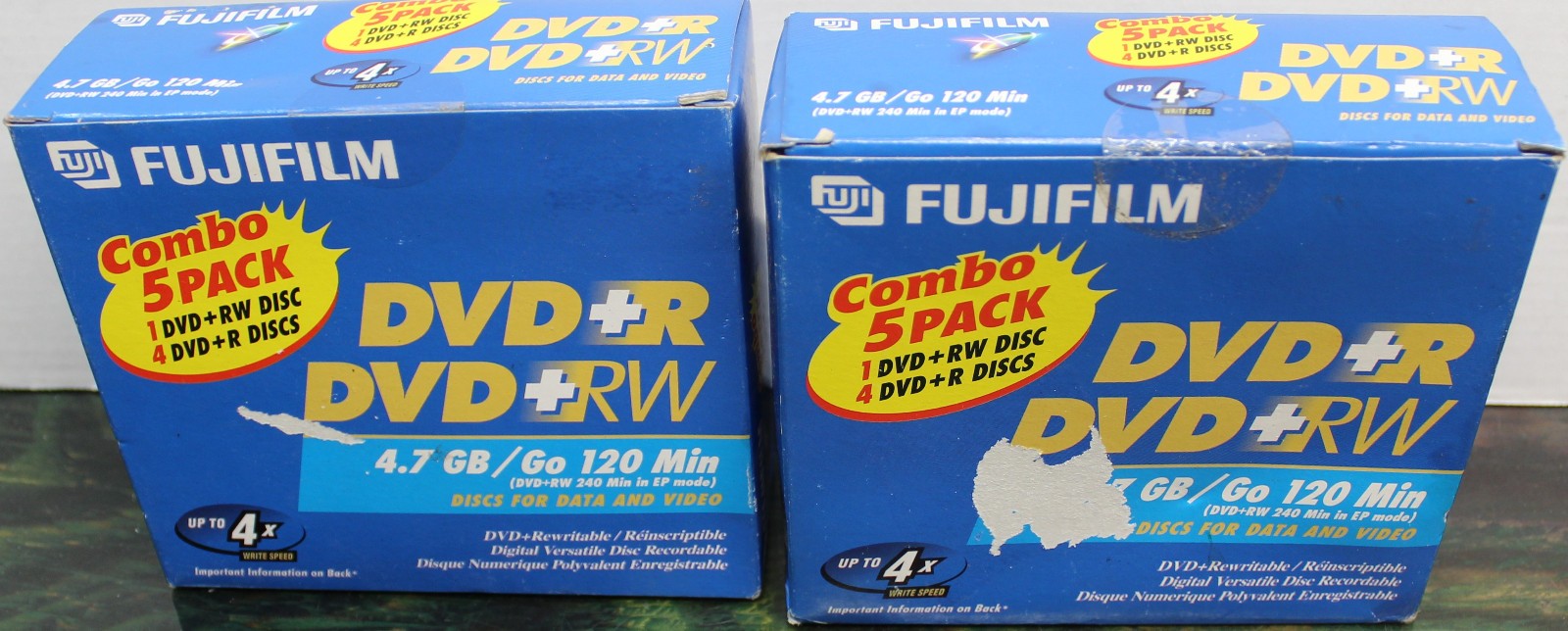 2 Fujifilm Combo 5 Pack DVD+RW and DVDR Discs For Data & Video 4.7 GB Rewritable