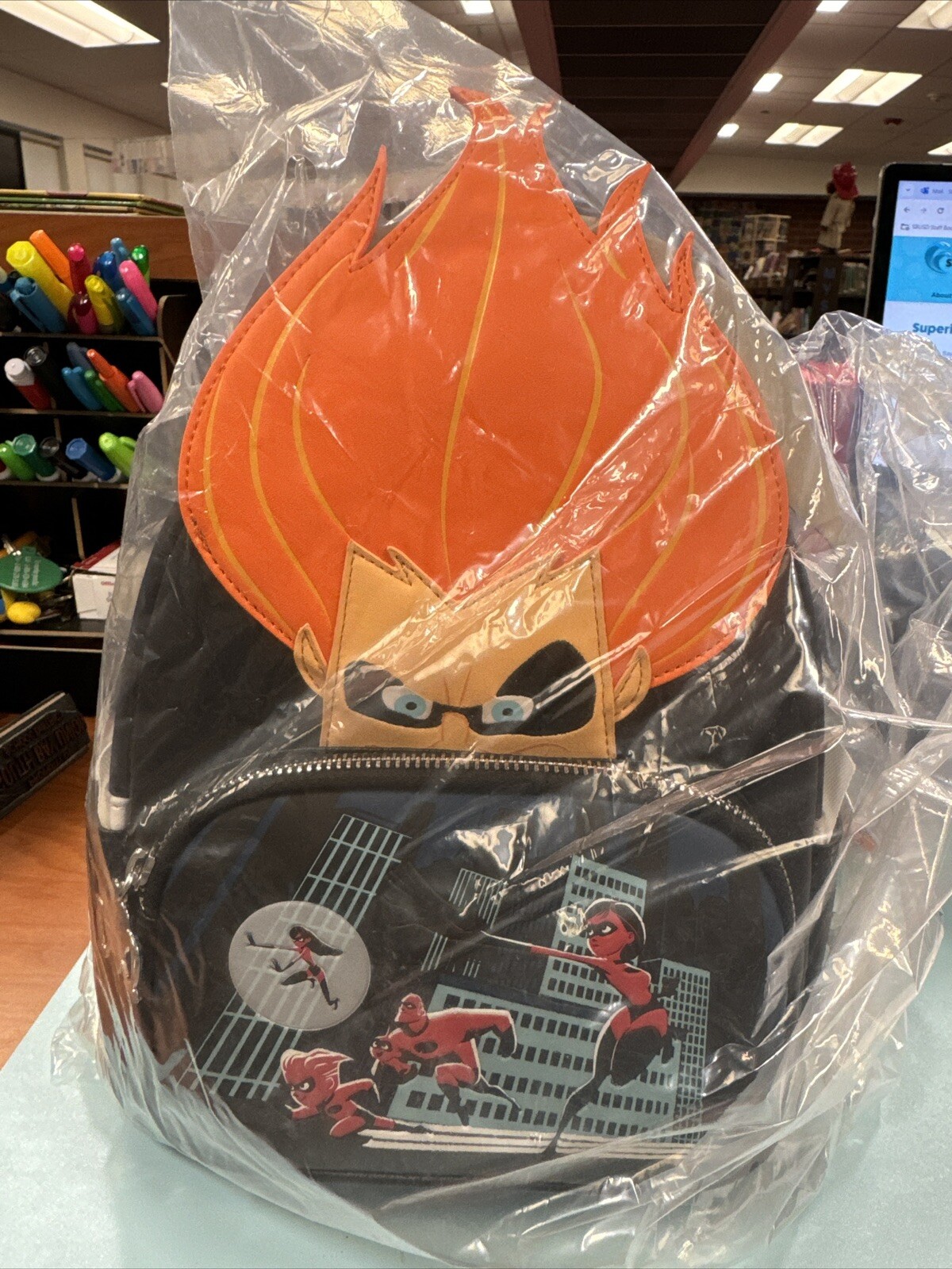 Loungefly Disney Pixar The Incredibles Villains Scene Syndrome Backpack 