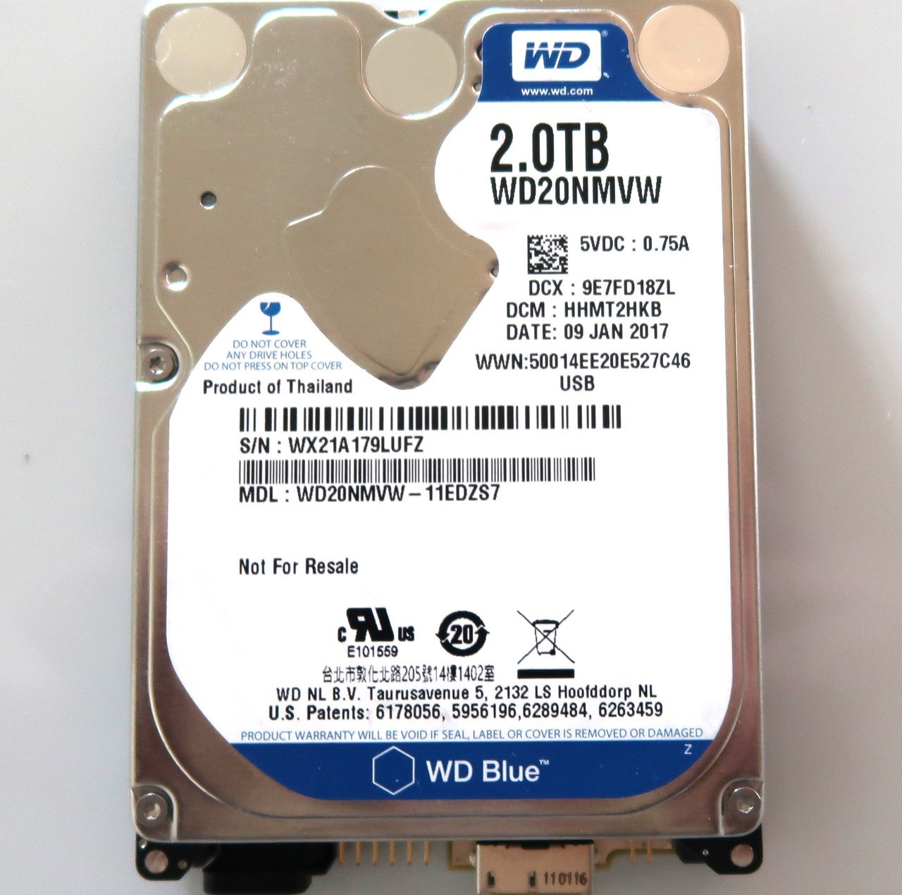 WD20NMVW-11EDZS7 (WX21) DCM:HHMT2HKB Thailand 2000gb USB HDD 01/2017