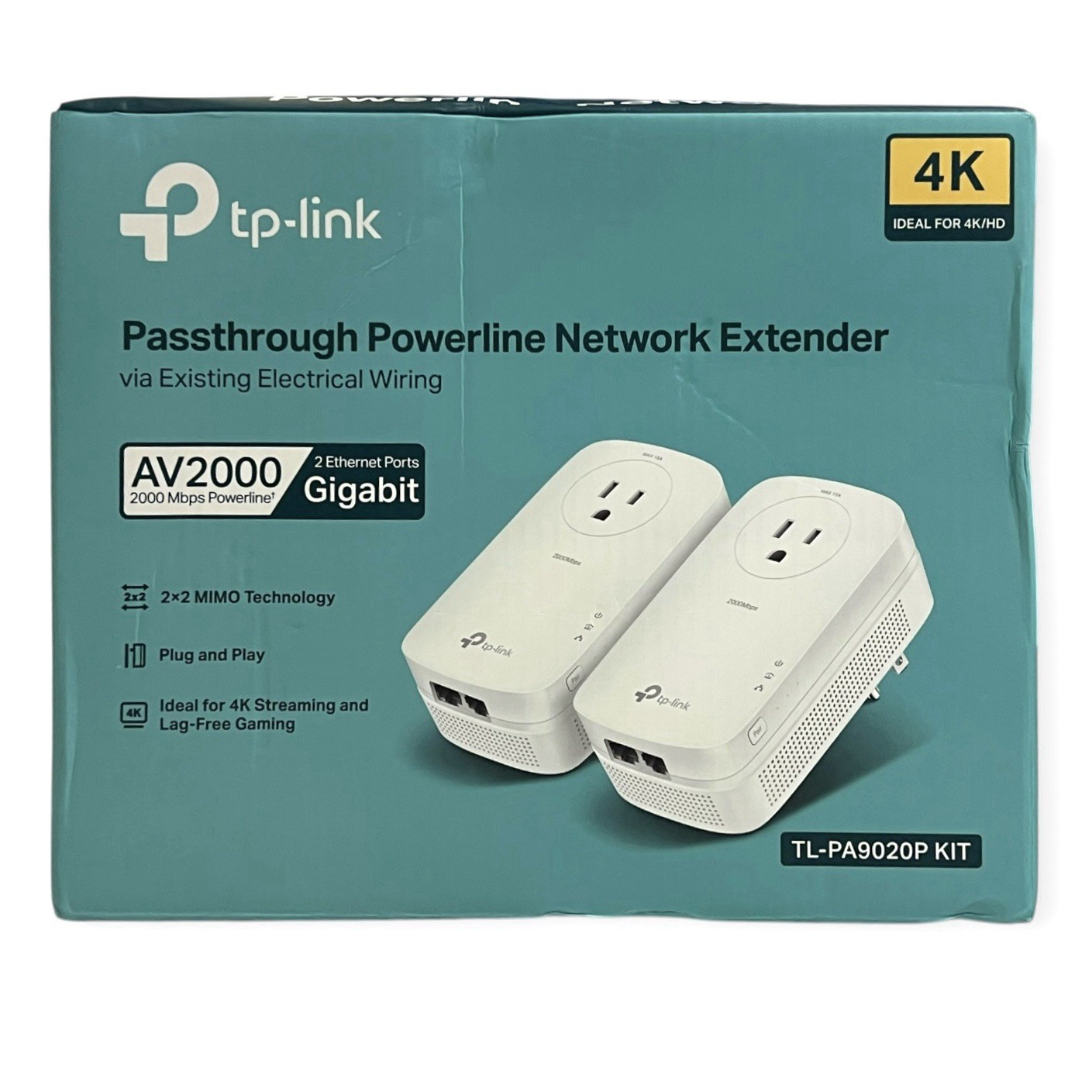 TP-Link TL-PA9020P KIT AV2000 Gigabit Powerline Network Adapter 2 Port Open Box