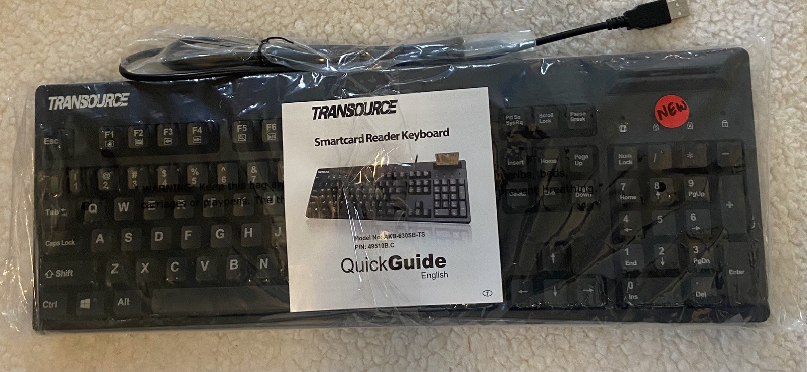 Transource Smartcard Reader Keyboard AKB-630SB-TA, Brand New MSRP: $70