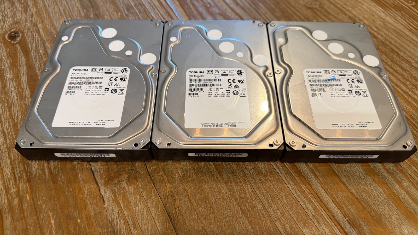 Lot of (3) Toshiba MD04ACA500 HDETR10GEA51 5TB 7200RPM SATA HDD