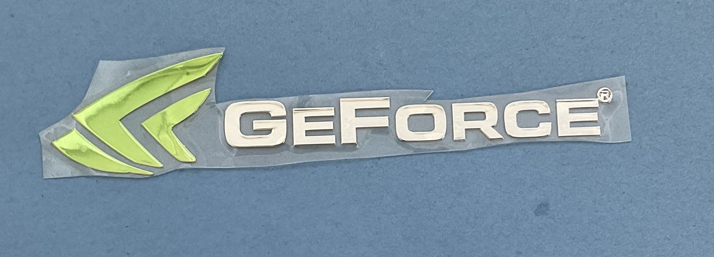 Nvidia GEFORCE Green And Silver Sticker Approx 120mm X 30mm