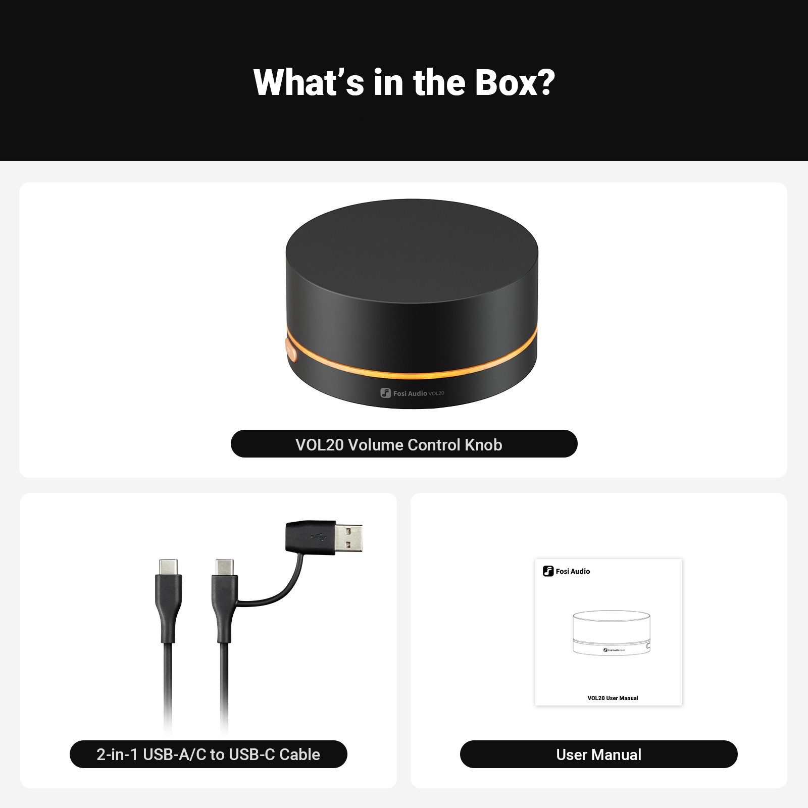 Fosi Audio VOL20 Bluetooth Volume Control Knob USB Powered Audio Controller