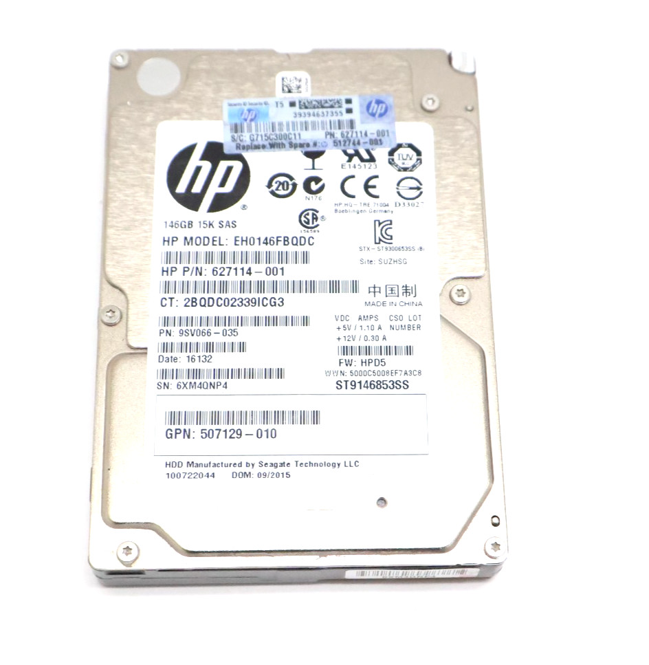 HP EH0146FBQDC 146 15K SAS 6Gbps 2.5" SAS HDD Hard Drive 627114-001