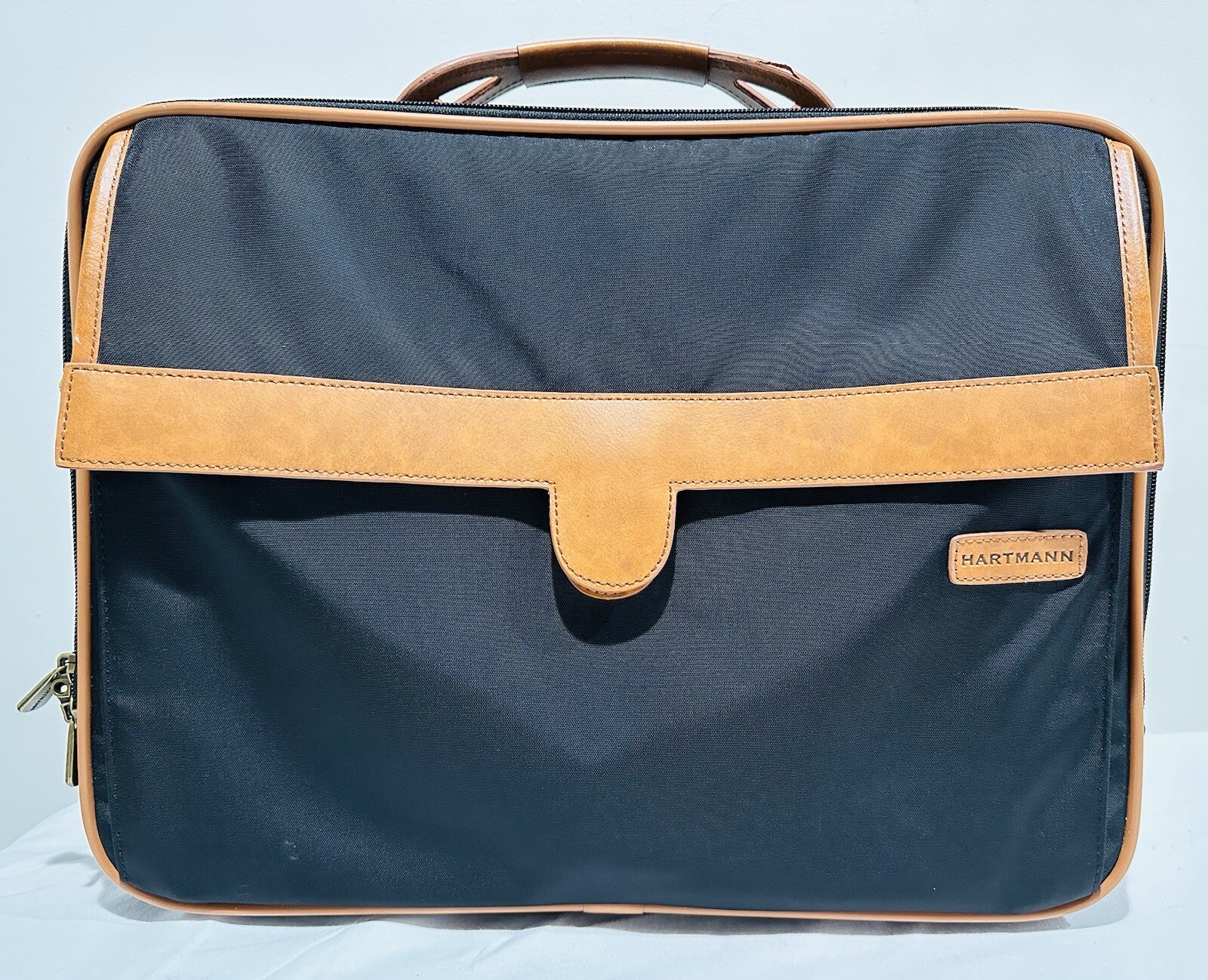 Hartmann Ballistic Nylon & Leather Briefcase Messenger Laptop Bag Black No Strap