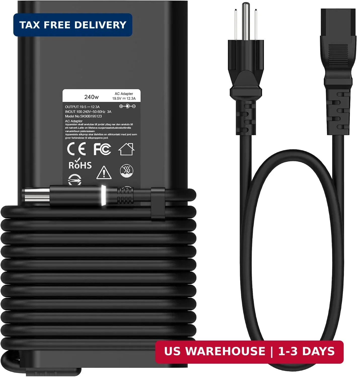2025 New Slim 240W 180W Laptop Charger for Dell Alienware 13 15 17 R1 R2 R3 R4 X