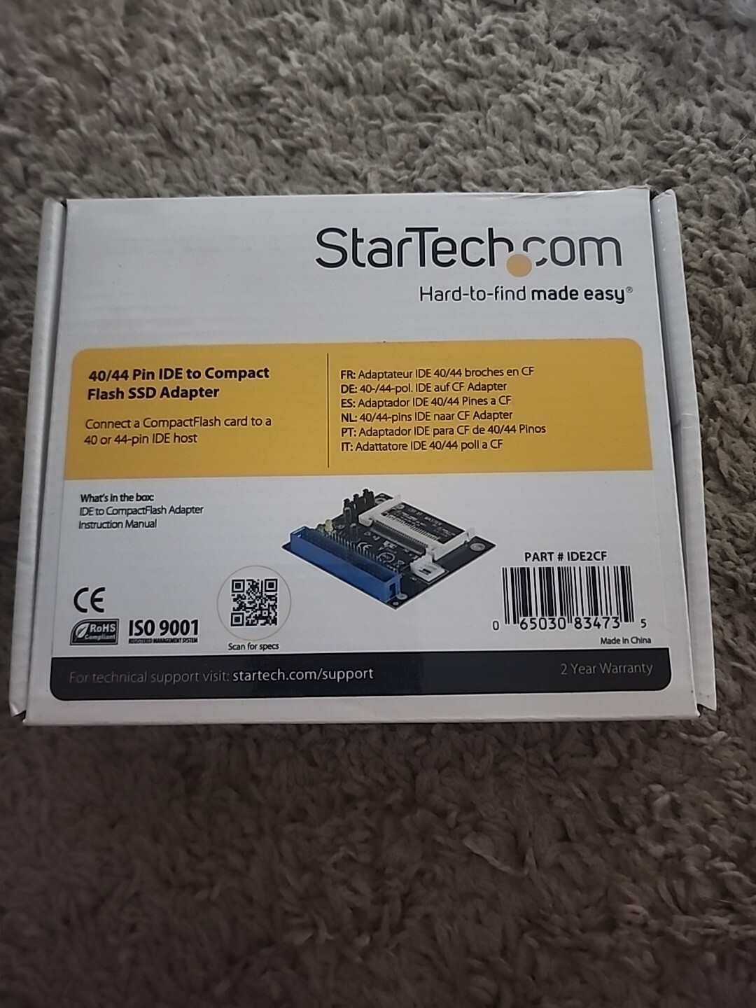 StarTech 40/44 Pin IDE to Compact Flash SSD Adapter