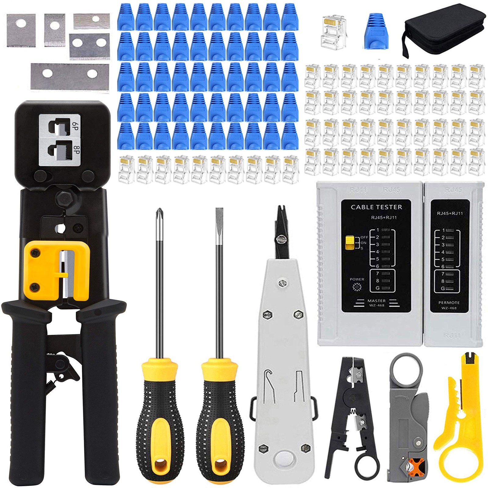 LEATBUY RJ45 Crimping Tool Kit for CAT5 CAT6 Crimp, Professional Maintenacnce...