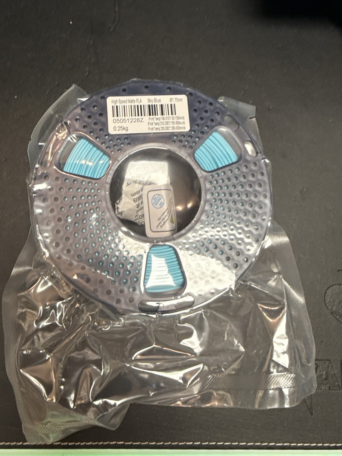 High Speed Matte PLA Filament 1.75mm Sky Blue 0.25kg 3D Printer Spool