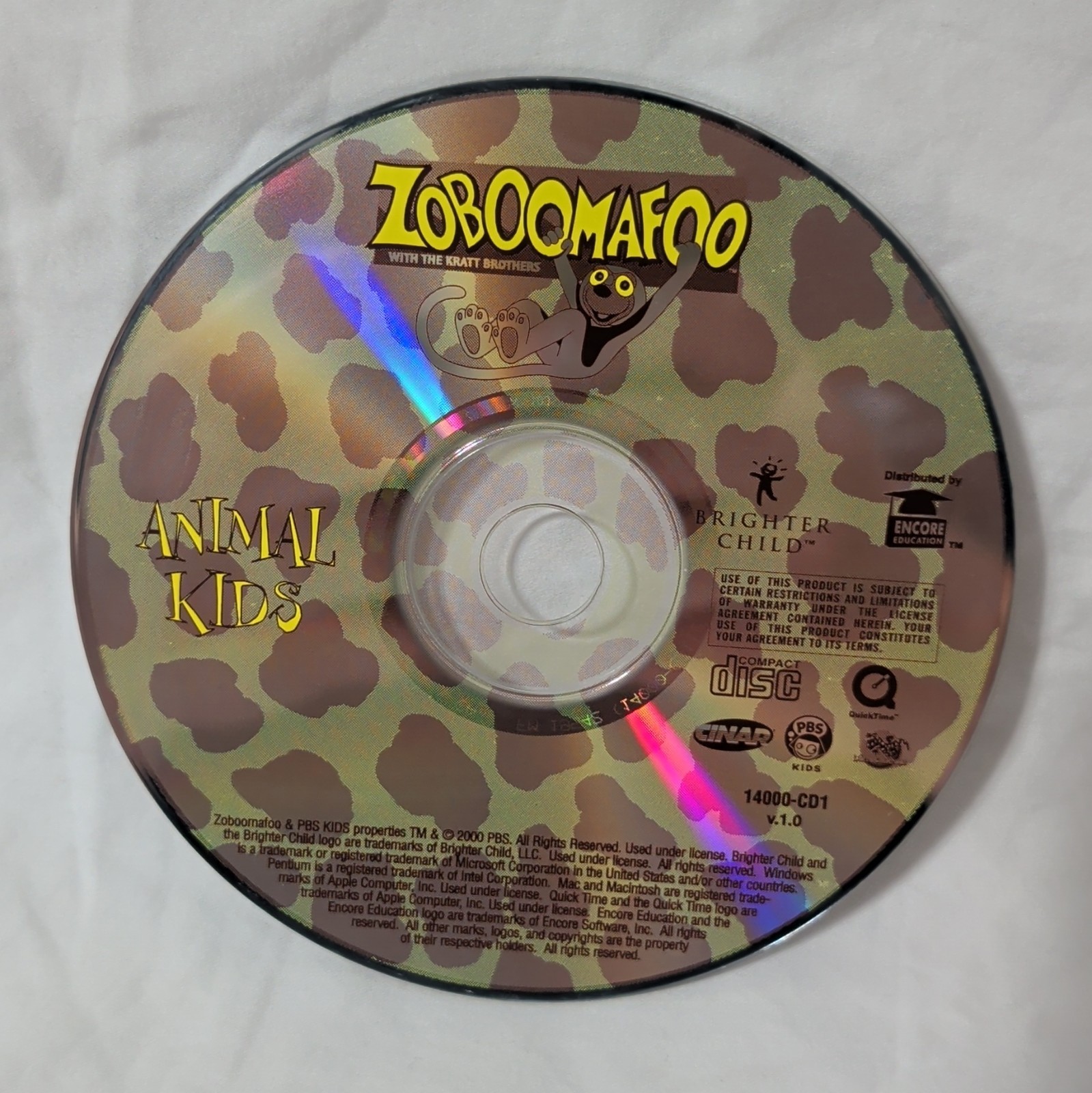 Brighter Child Zooboomafoo Animal Kids CD-ROM Windows/Mac  2000 *DISC ONLY*