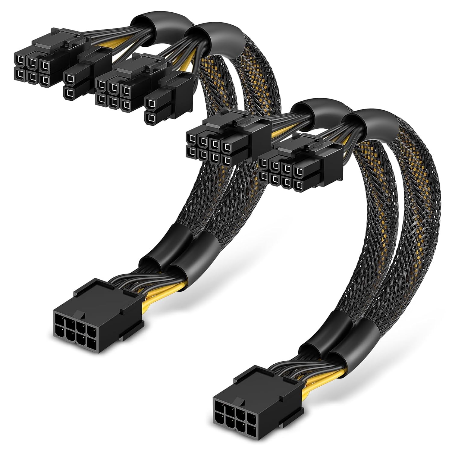 2-Pack PCIe 8 Pin to Dual 8 Pin (6+2) Power Adapter Cable, 9 Inches, with Heat-S