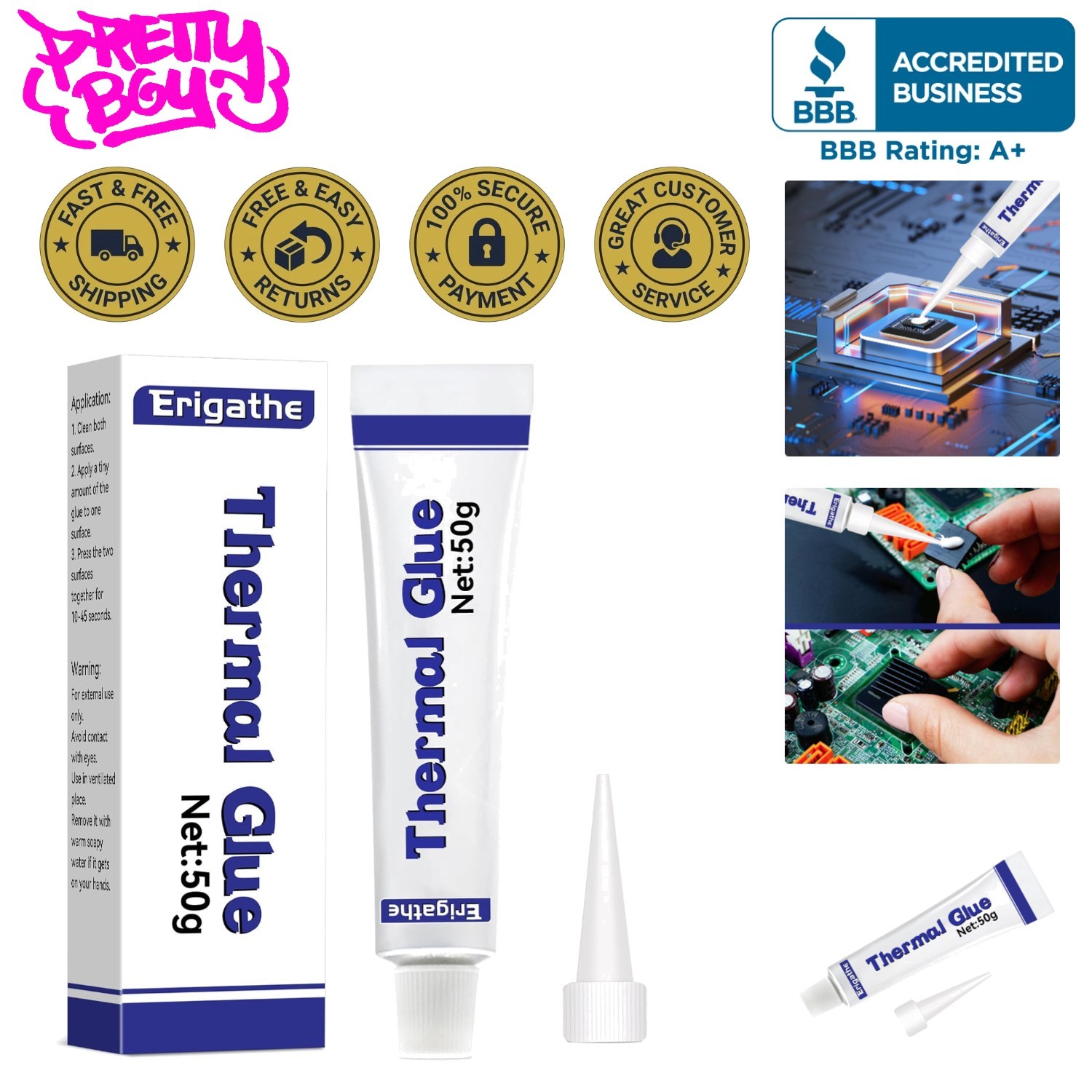 High Performance Conductive Thermal Glue - 50g Silicone Adhesive for Electronics