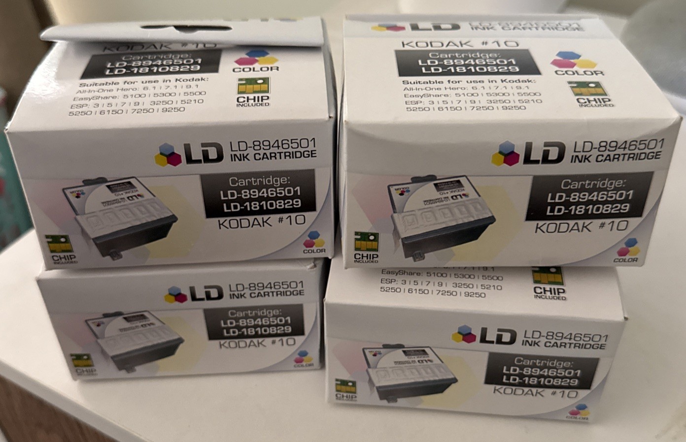 Lot Of 4: LD 8946501 #10C 10 Color Ink Cartridge for Kodak:  Hero, EasyShare