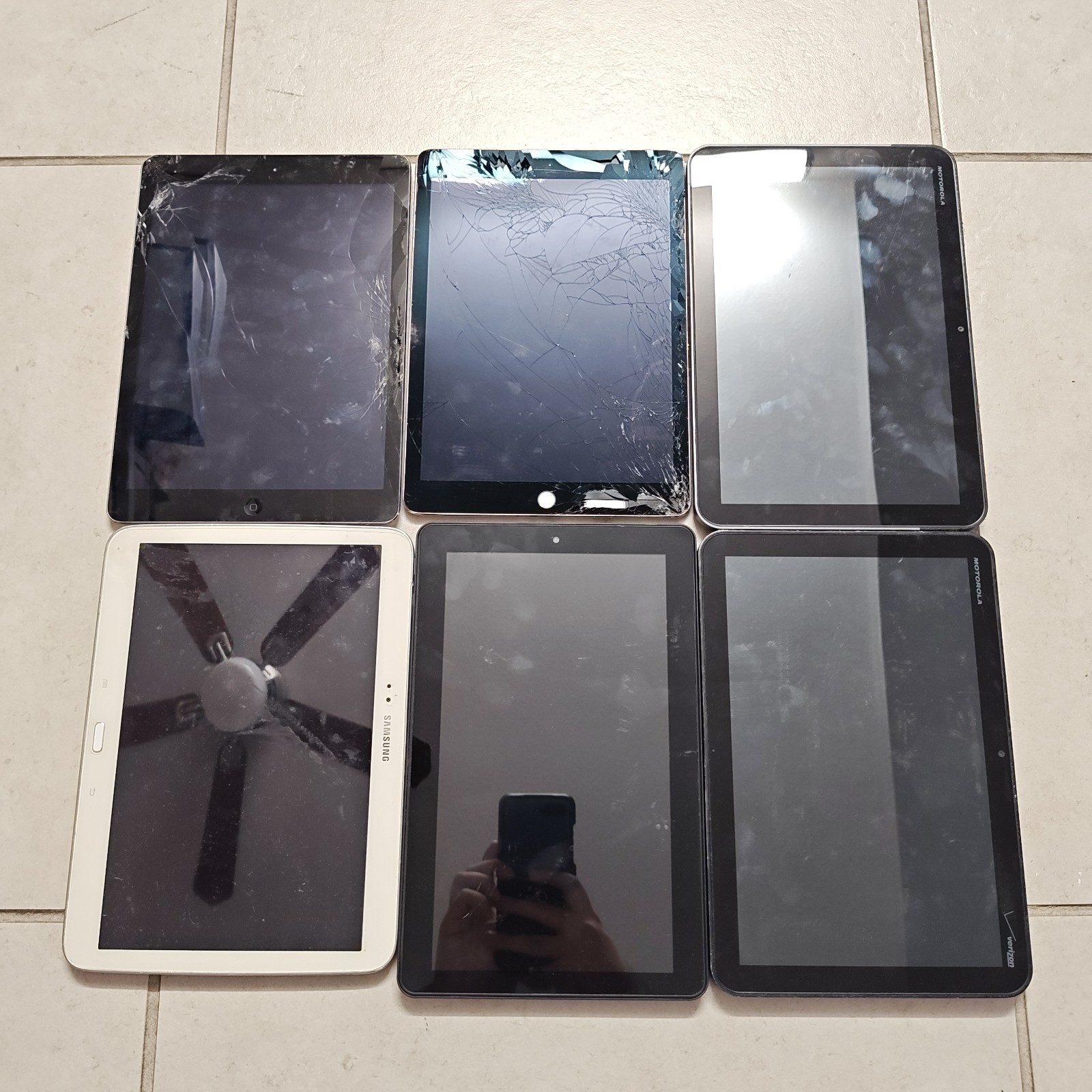 LOT OF 6 Mixed Apple Motorola Samsung 10" Tablets - For Repair - ASIS #3918