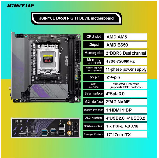 JGINYUE AM5 Motherboard supports AMD Ryzen 7000 series CPU processors