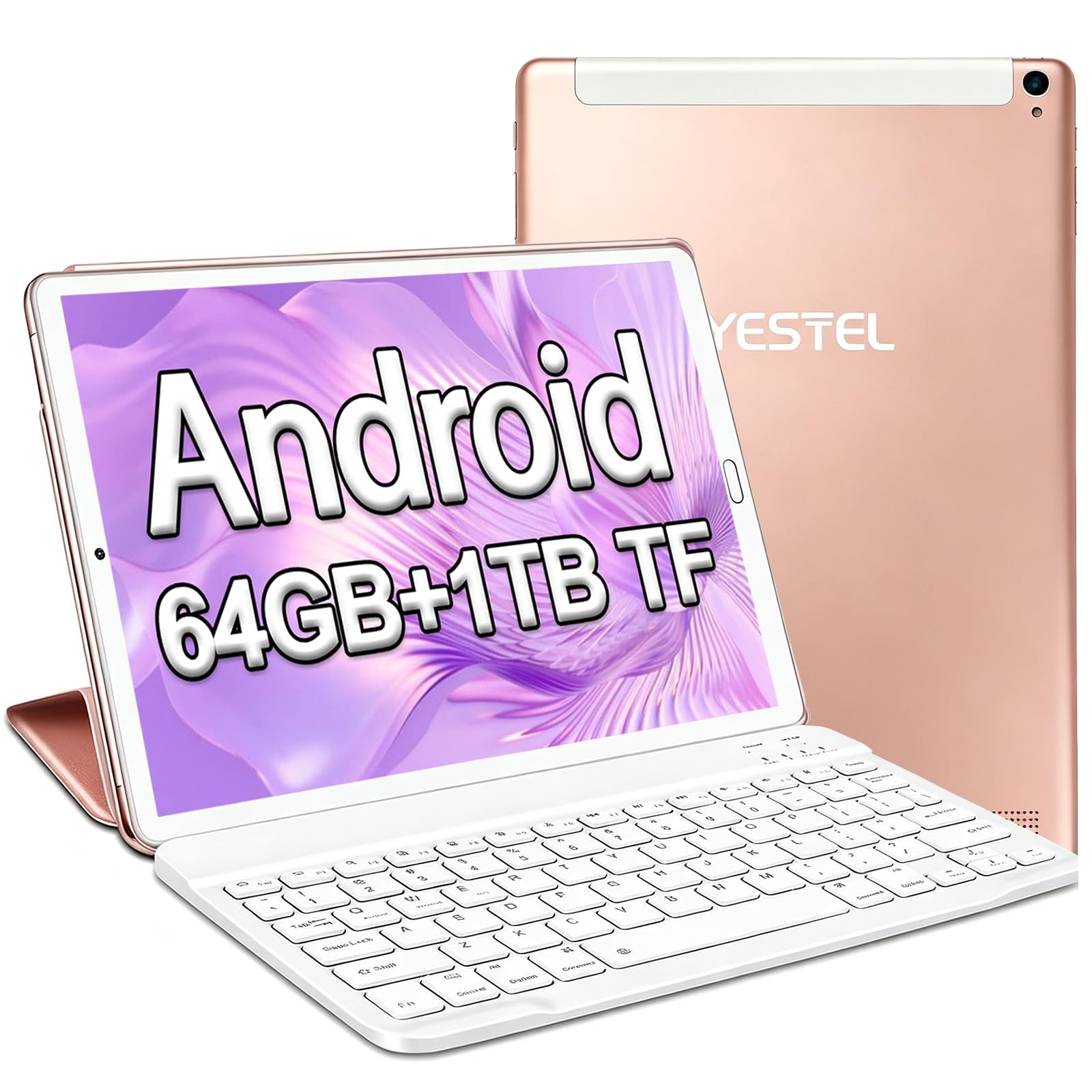 YESTEL 10.1 Inch Tablet Android 13 Tablets, 10GB inch, Rose Gold