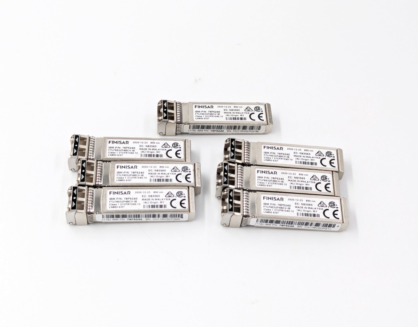 Lot of 7 IBM 78P5240 FTLF8532P4BCV-IB SFP28 32G FC Optical Transceiver Module