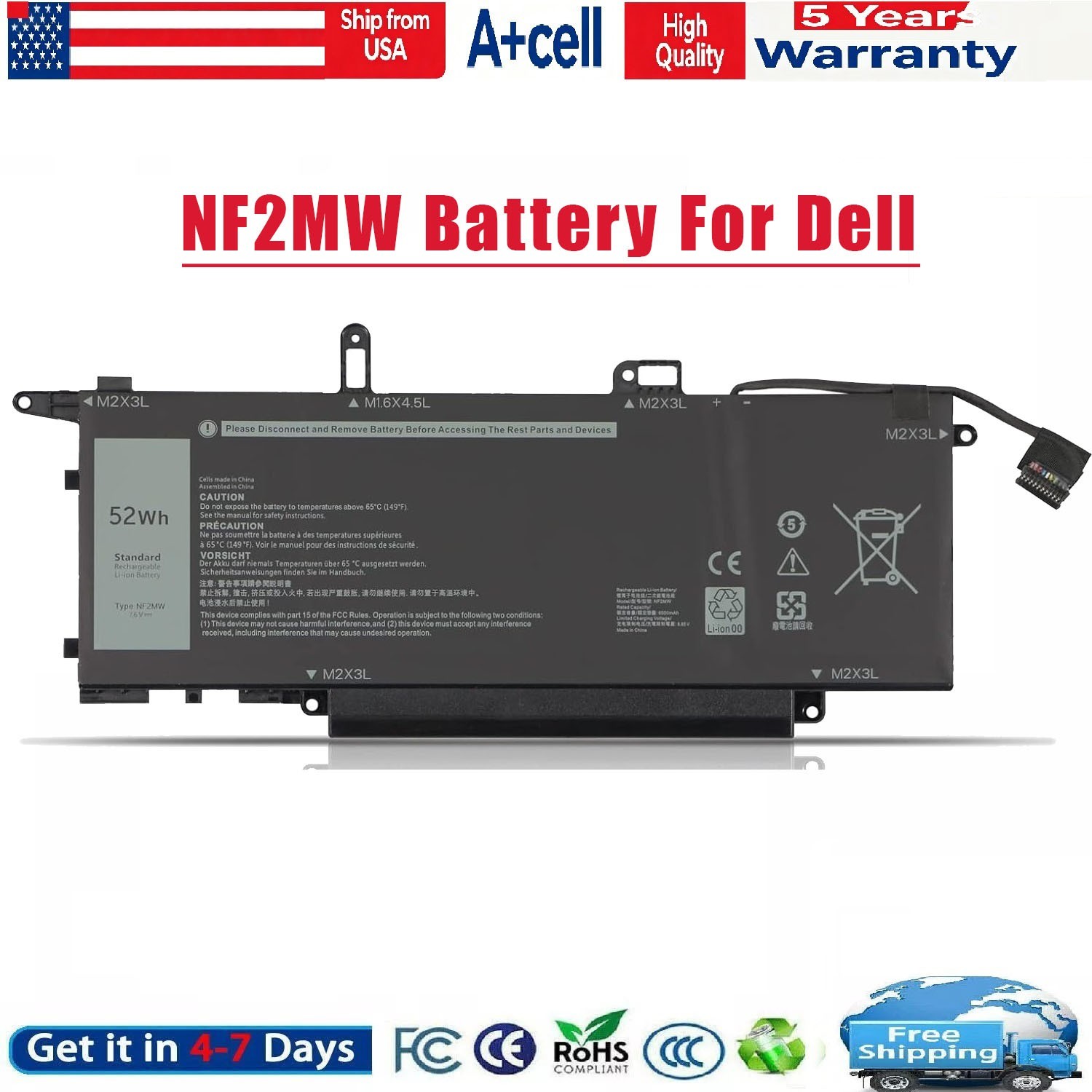 ✅NF2MW Battery For Dell Latitude 7400 Latitude 9410 2-in-1 P110G001 7146W 085XM8