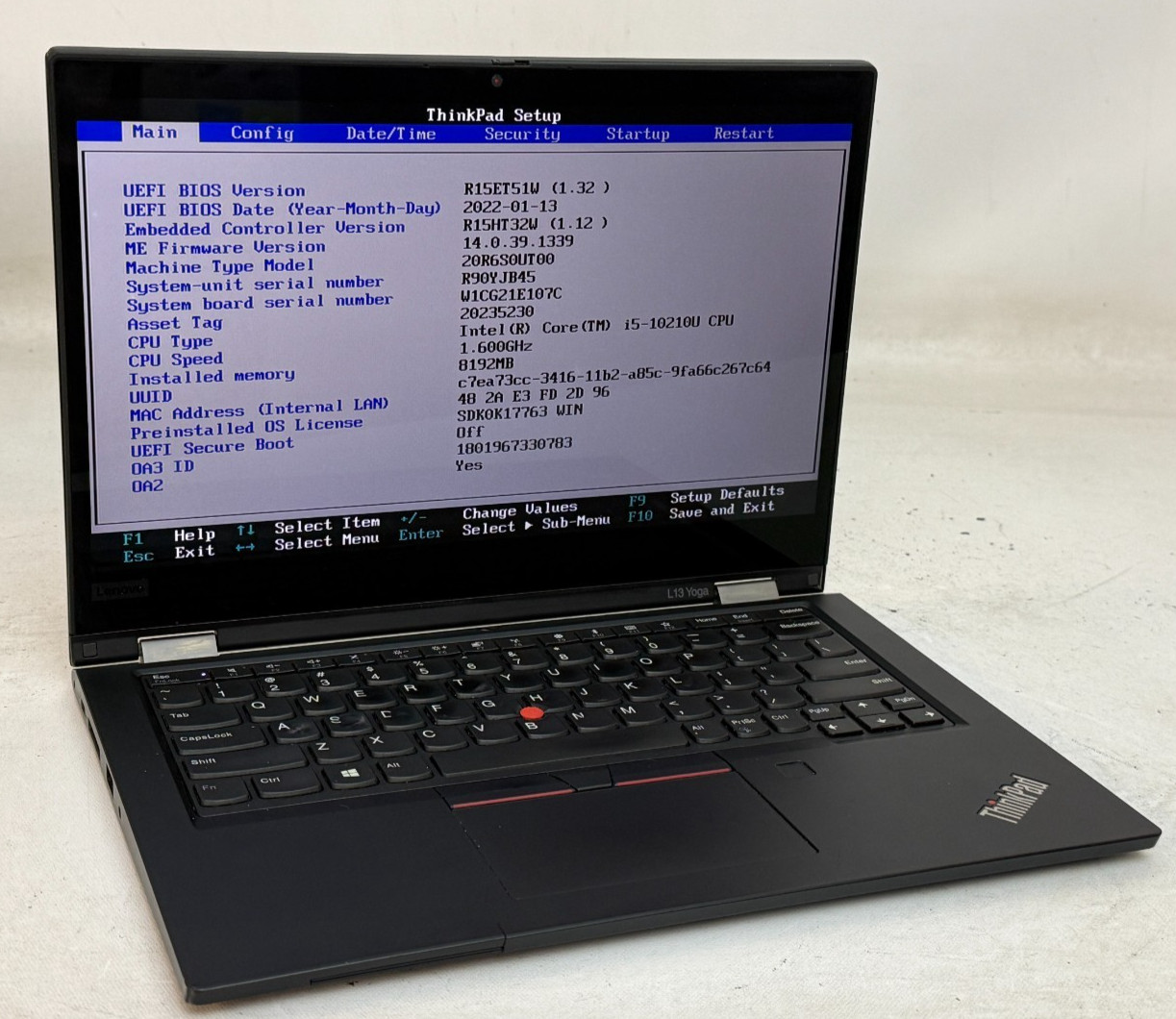 Lenovo ThinkPad L13 Yoga 2in1 13.3" (i5-10210u - 8GB RAM - 256GB SSD - Win11H)