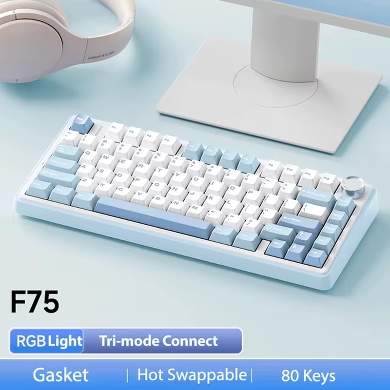 F75 2.4G Wireless/Bluetooth/Wired Gaming Mechanical Keyboard RGB Customized 75% 