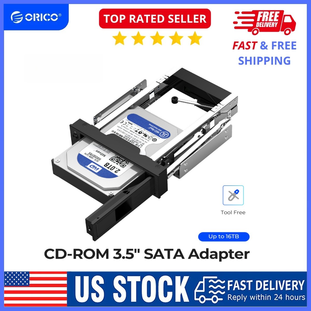 ORICO 5.25inch Tray-Less Hot-Swap Mobile Rack for SATA 3.5" Hard Drive HDD Dock