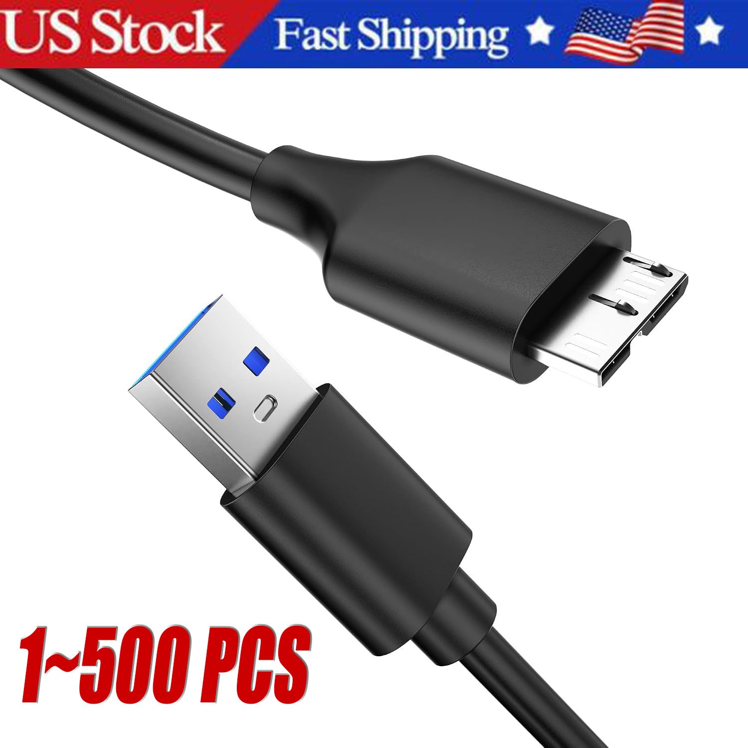 Micro USB 3.0 Cable High Speed Data SYNC For HDD External Hard Drive LOT