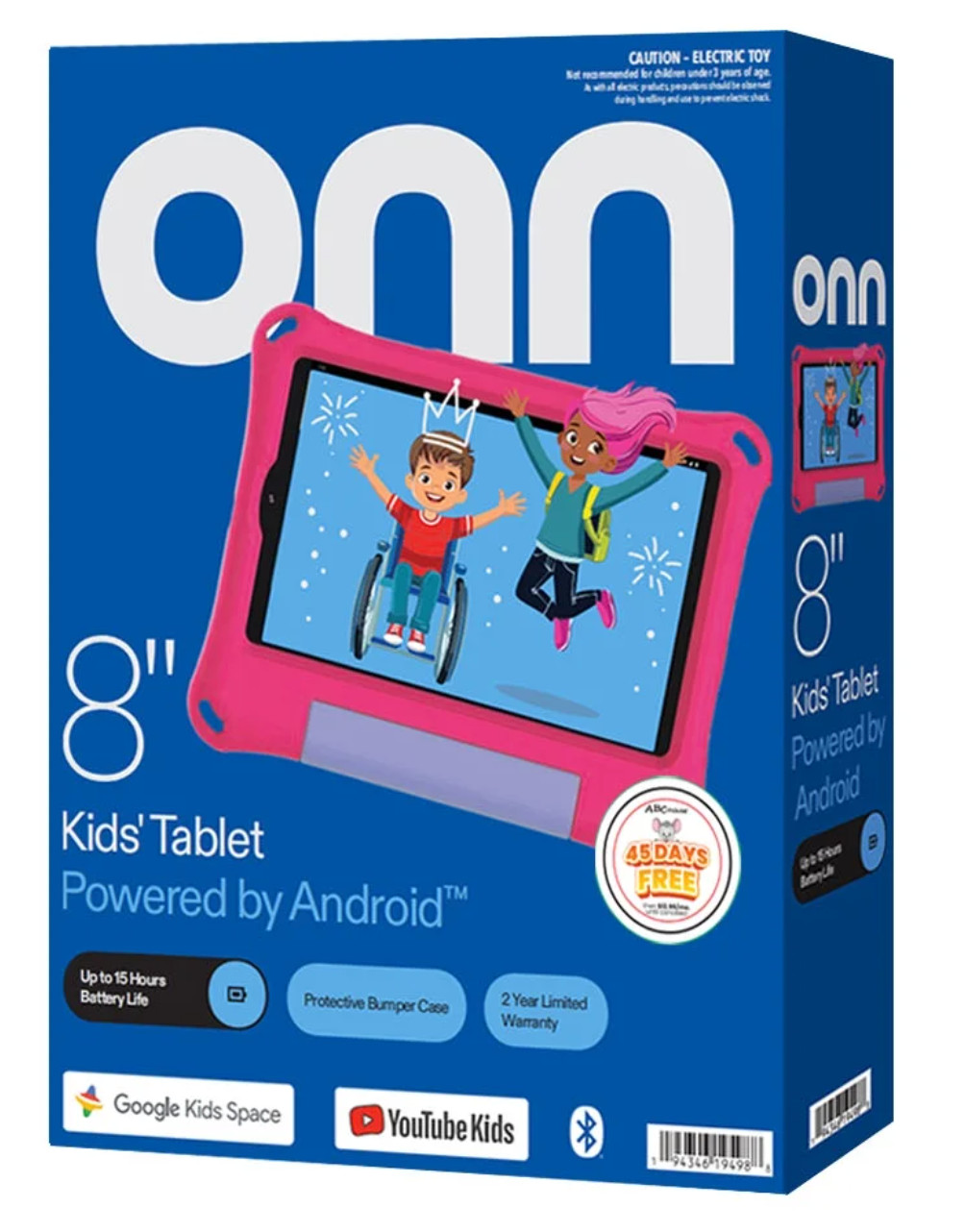 New onn 8" Kids Tablet 32GB [2024 Model] Pink Bumper Sleeve and Stand Included