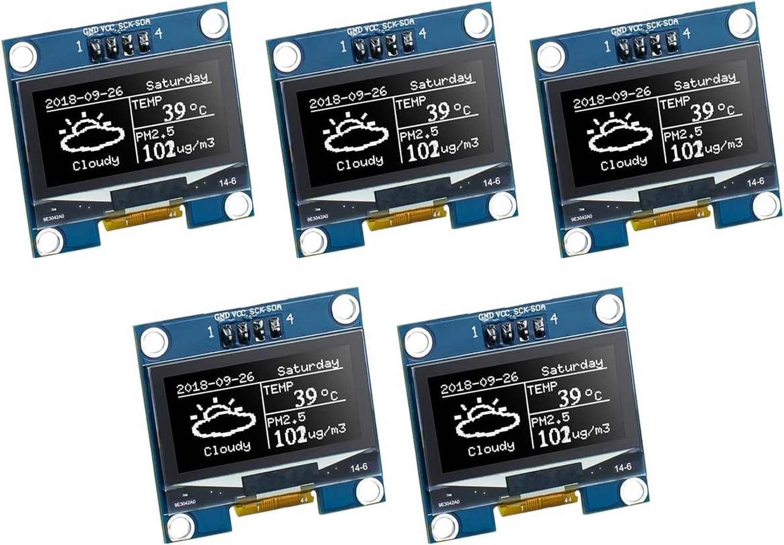 5 Pcs 1.3 Inch OLED Display Module 128x64 IIC I2C SH1106 Compatible Arduino
