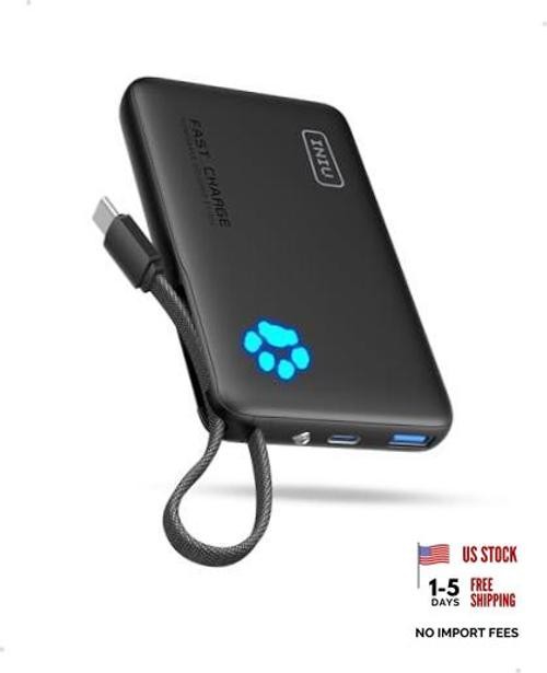 Portable Charger with Flashlight, 45W Fast Charging Tablet Power Bank Black