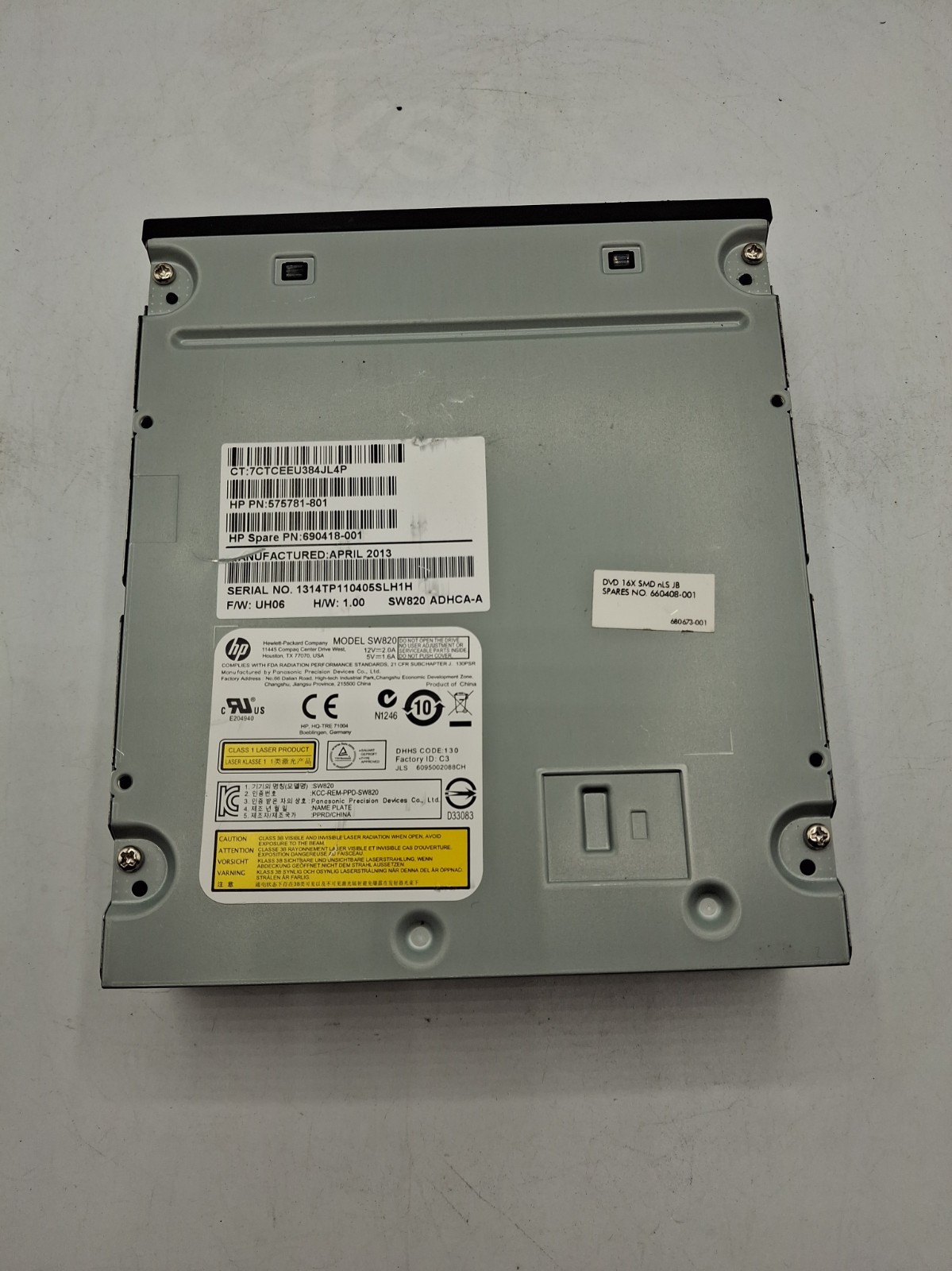 HP SW820 DVD Writer Drive 575781-801 690418-001 - Black Bezel