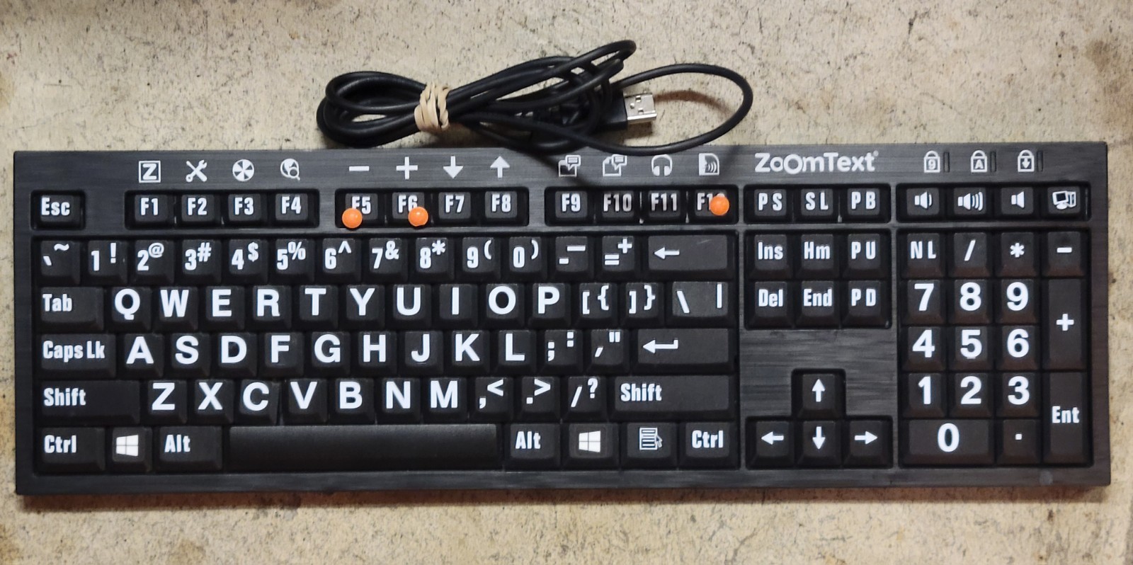 ZoomText LXH-JME7596H Wired USB Keyboard Black Standard Layout English QWERTY