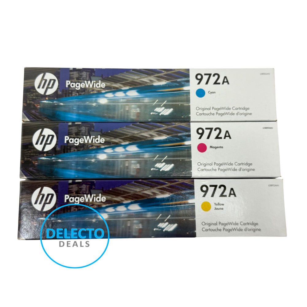 GENUINE 3-Pack HP 972A  M/Y/C PageWide Cartridges Pro 452, 477 SEALED BOXES 2027
