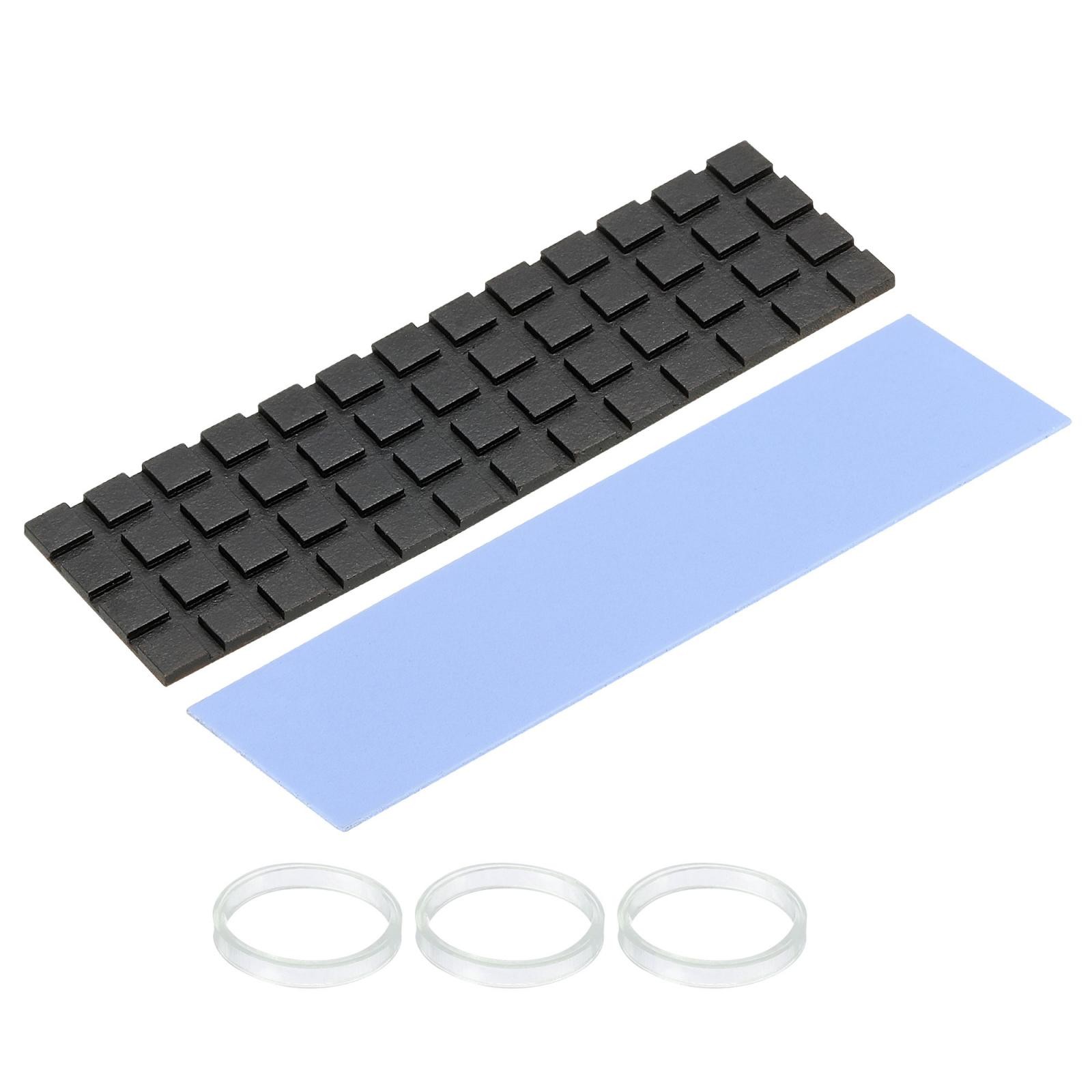 Copper Heatsink 70x20x1.5mm W Thermal Pad Rubber Ring for M.2 SSD PCB 1 Set