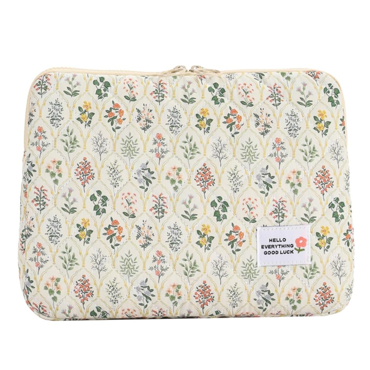 Puffy Laptop Sleeve Case Cute Computer Bag, 14 Inch Flower Printed Quilted La...