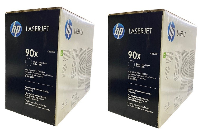 2 NEW Genuine HP CE390X Toners 90X Black Box -- OPEN BOX OPEN BAG