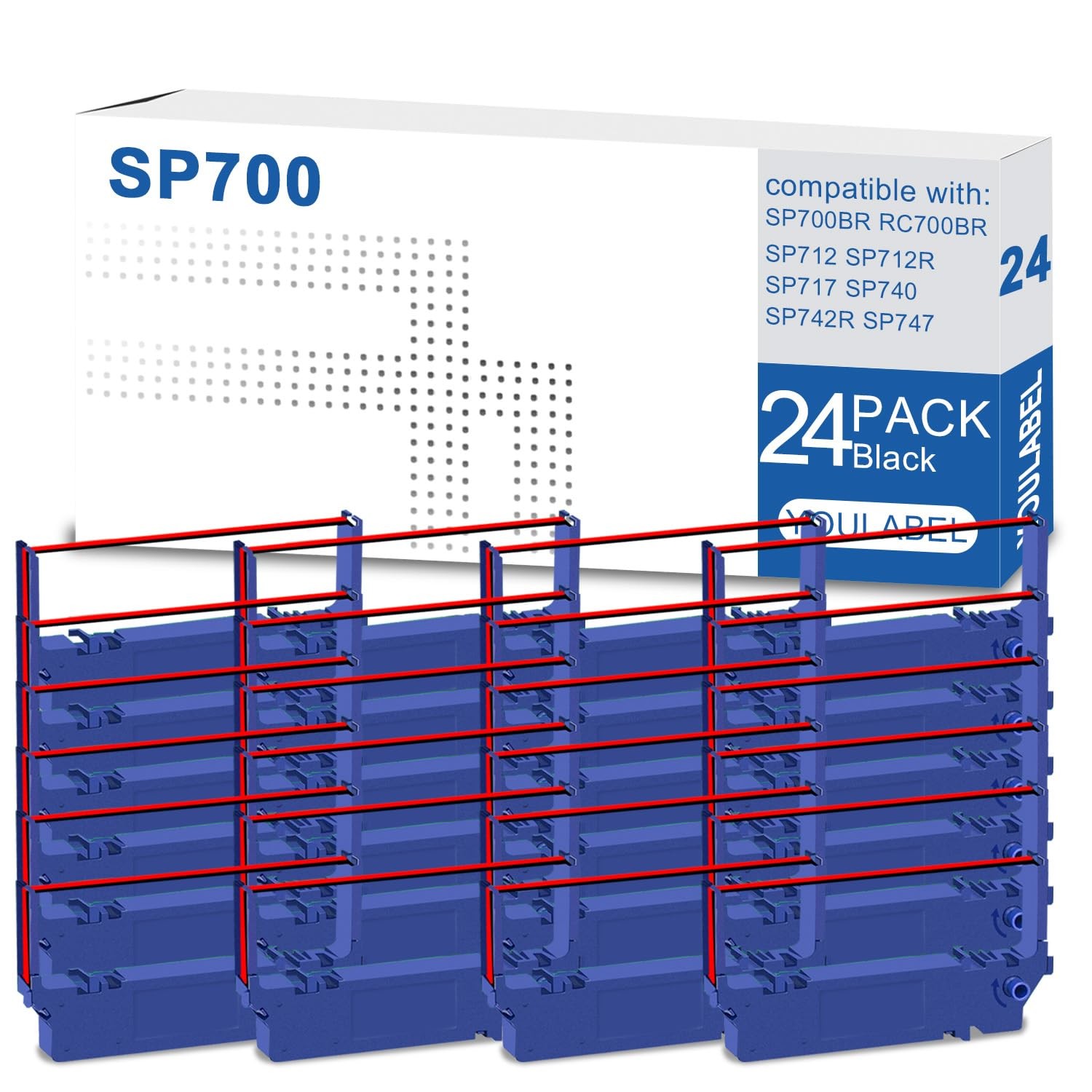 24 Pack SP700 Compatible Ink Ribbon Black and Red Replacement for Star SP-700 SP