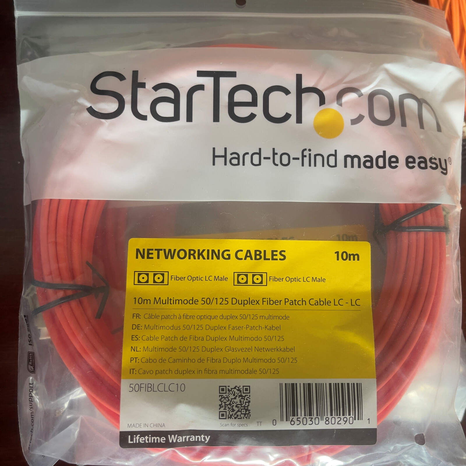 Three StarTech 50FIBLCLC10 New 10m Multimode 50/125 Duplex Fiber Cable