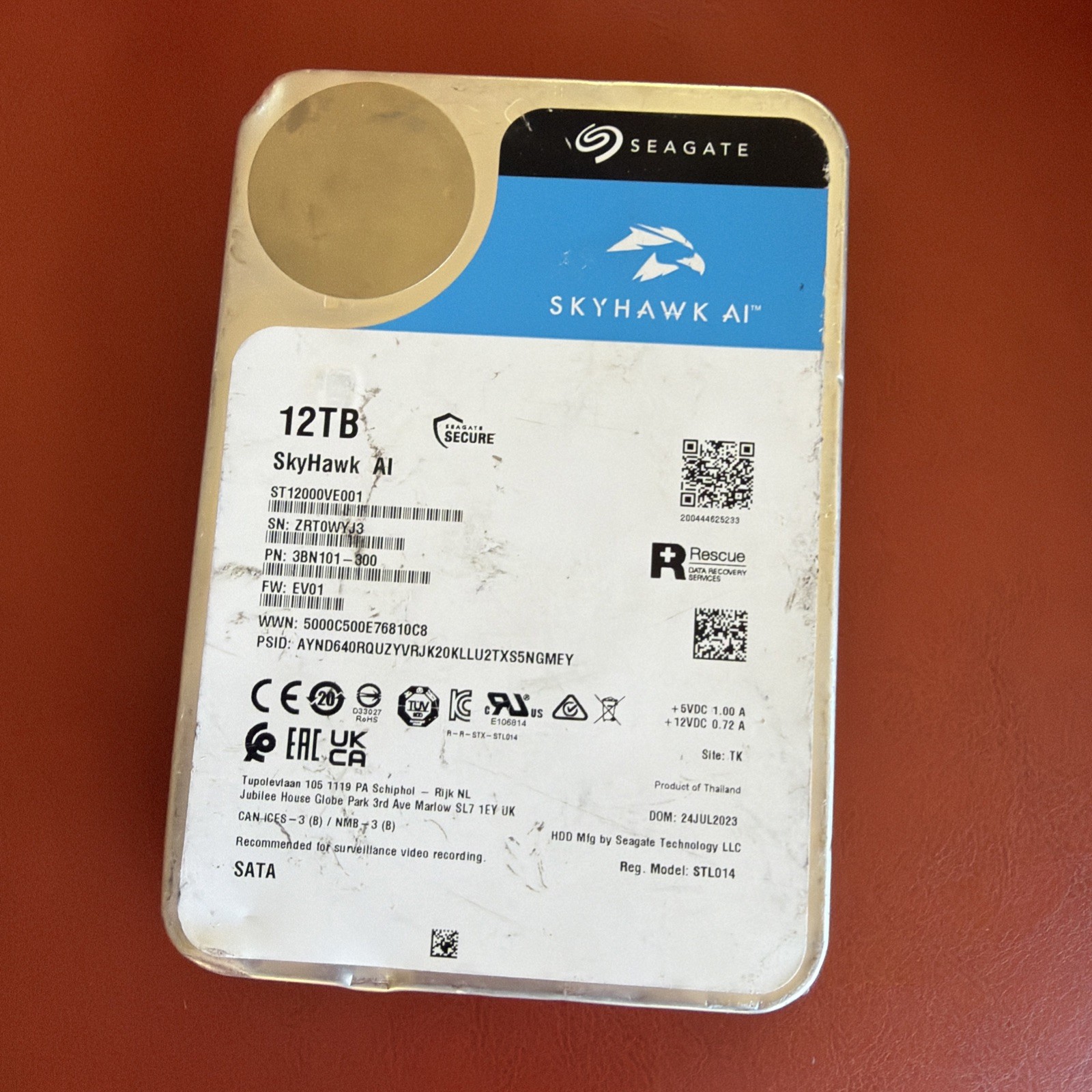Seagate SkyHawk AI 12TB 3.5" SATA III Internal HDD 7200RPM 256MB ST12000VE003