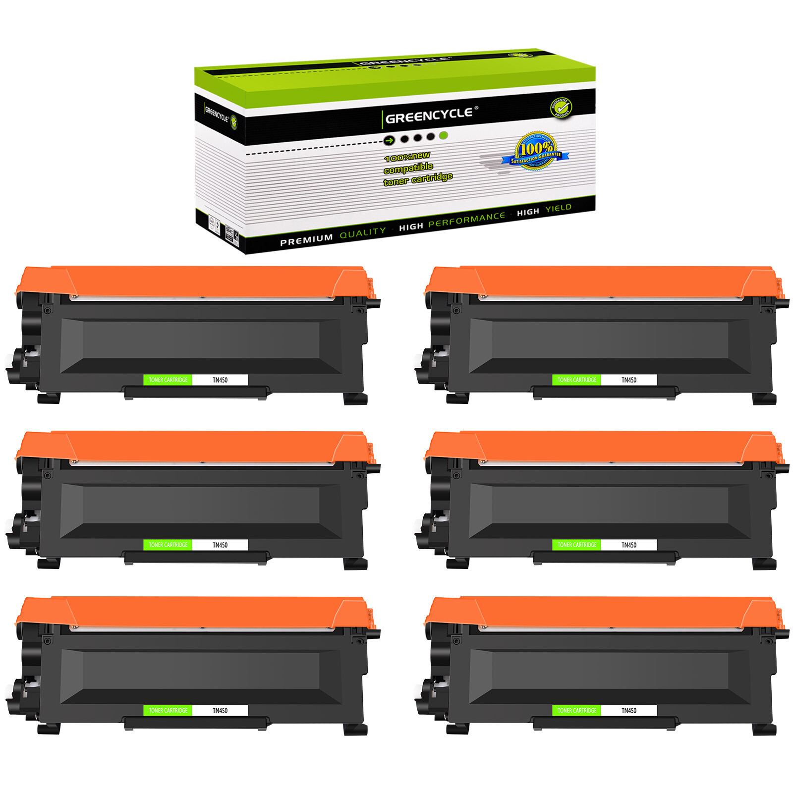 6PK TN450 TN-450 Black Toner Cartridge For Brother HL-2240 FAX-2940 MFC-7470
