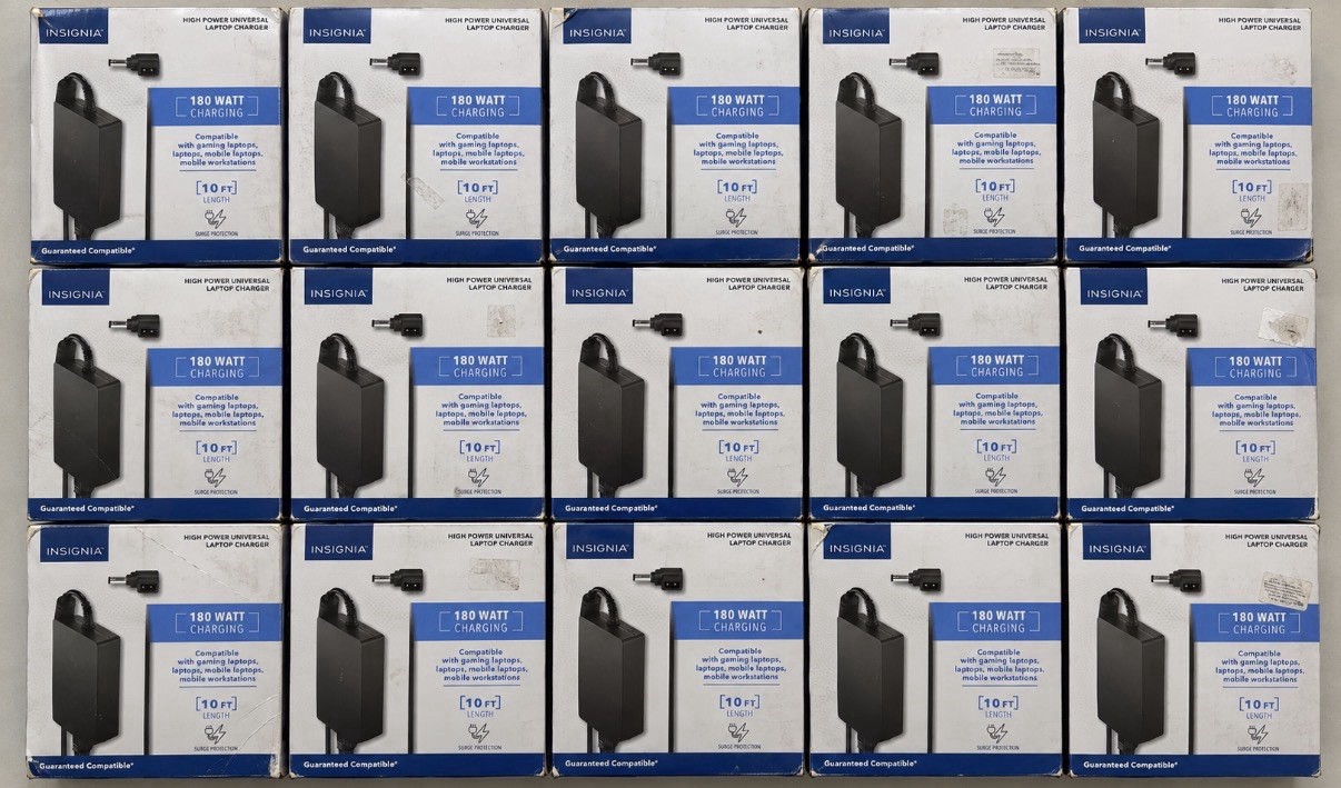 Lot of 15 Insignia 180W High Power Universal Laptop Chargers OEM Used