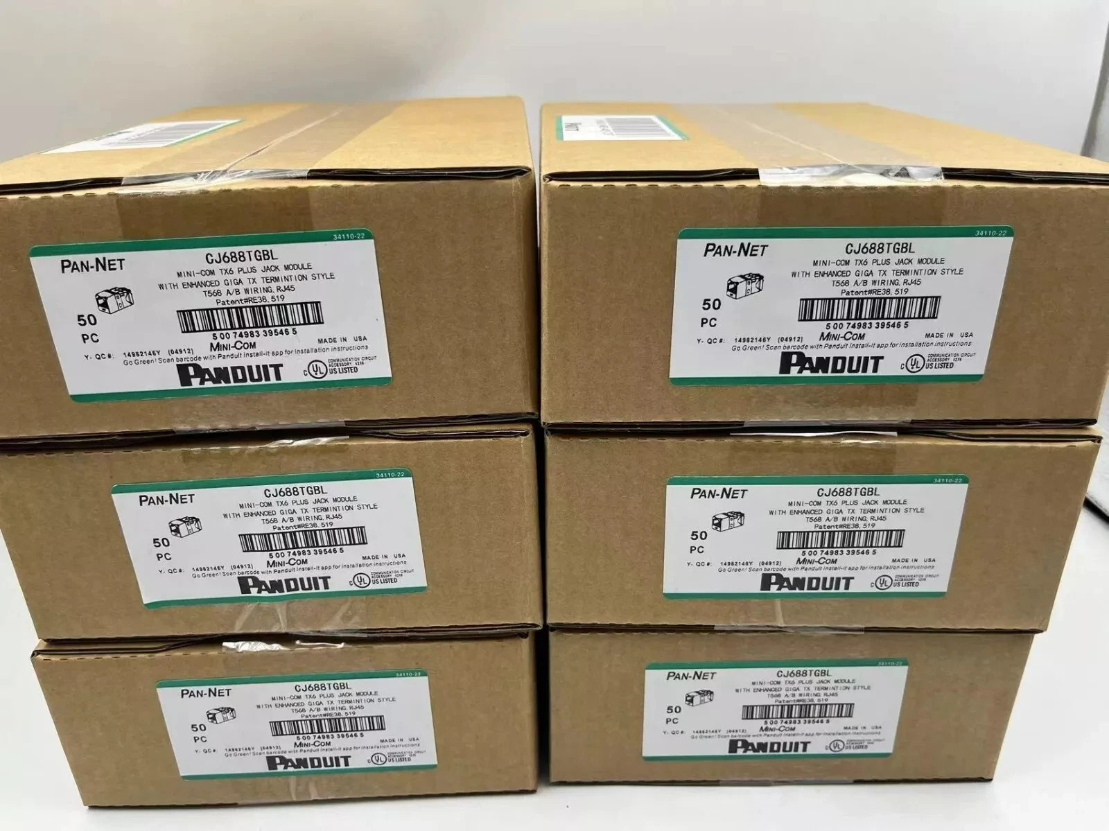 50X Panduit Giga TX Cat6 Network jack CJ688TGIW CJ688TGBU CJ688TGBL