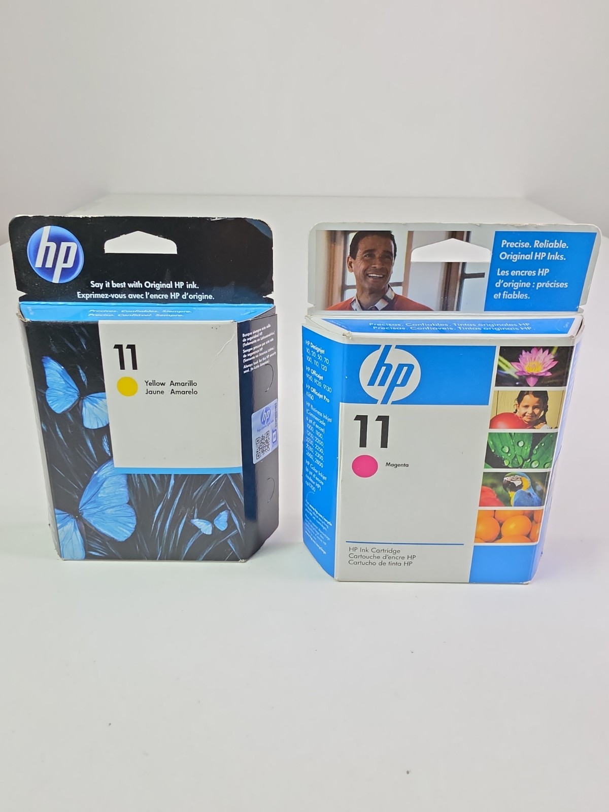 2 Pack - Genuine Original HP 11 Yellow & Magenta C4838A C4837A exp 3/10 11/13