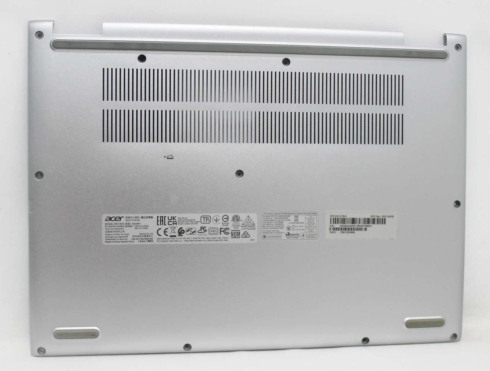 60.A6DN1.001 Acer Bottom Base Cover Spin 3 Sp313-51N78Ha "GRADE A"