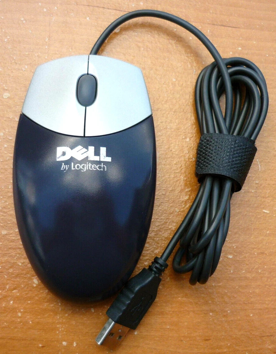 Vintage DELL by Logitech USB Optical Mouse M-UR69 DARK GRAY - GOOD COND