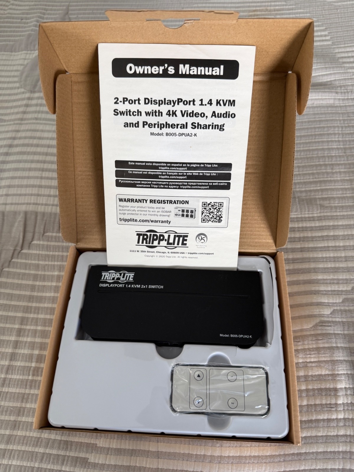 Brand New Tripp Lite B005-DPUA2-K / 2-Port DisplayPort/USB KVM Switch - 4K 60 Hz