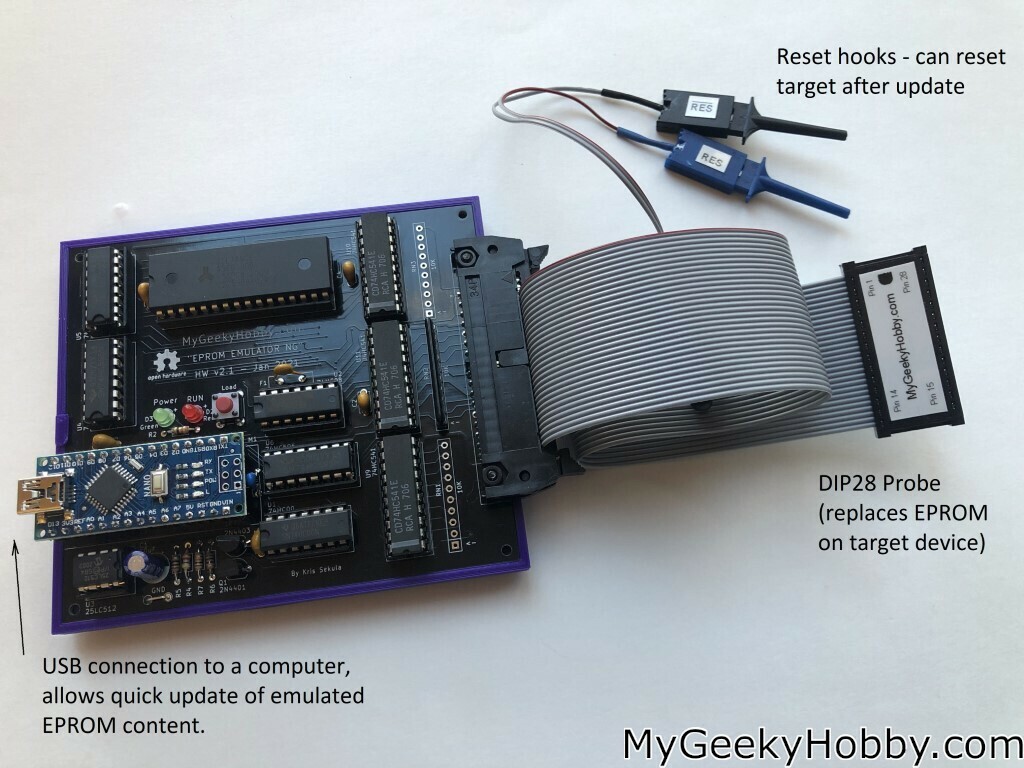 EPROM Emulator 2716-27512 for Z80, 6502, 8080, 6802, Commodore, Atari, 8bit SBC