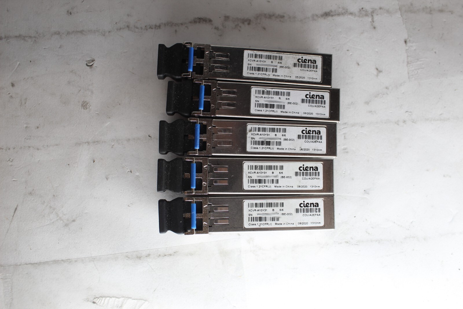 Lot of*5 Ciena XCVR-A10Y31 1Gbps 1000Base-LX Duplex LC Optical Transceiver