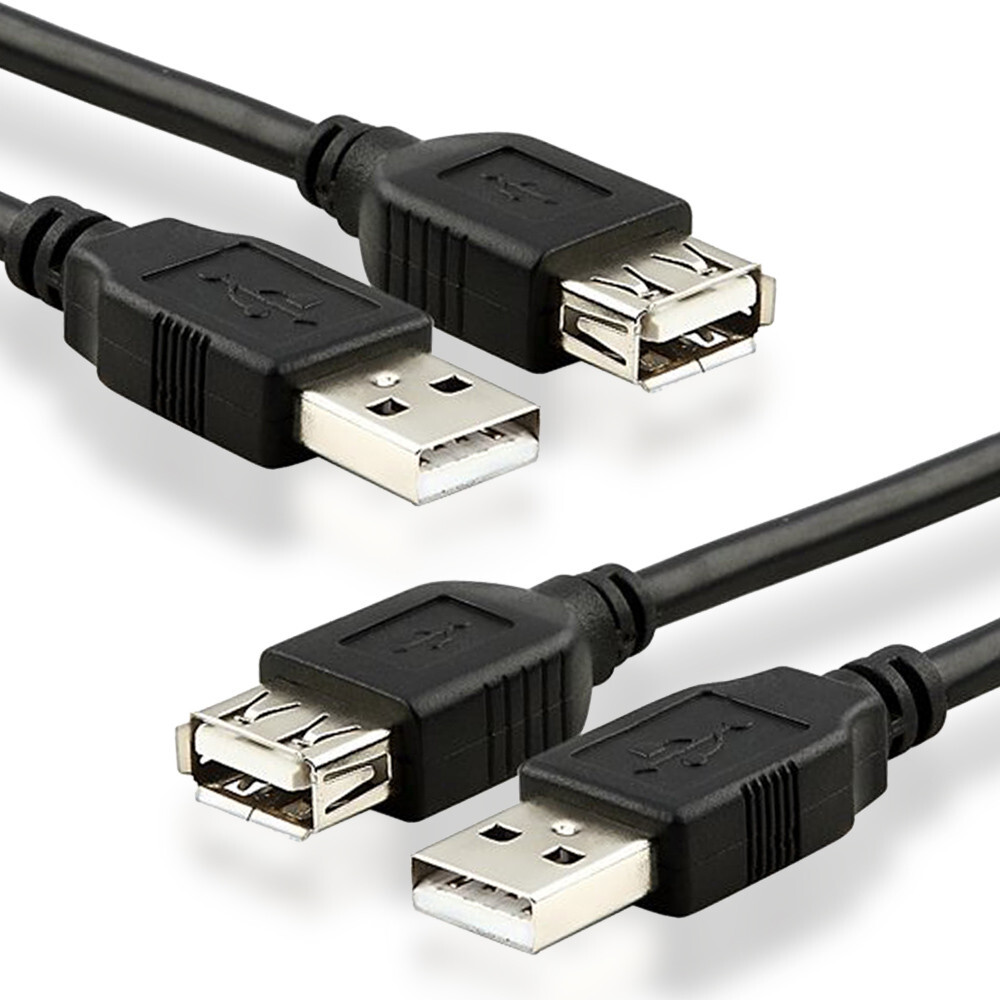 2x 3FT USB 2.0 Type A Male to Female Extension Extender Cable Cord Adapter Black